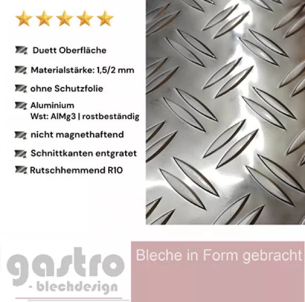 1,5-2mm Alu Duett Riffelblech Tränenblech Warzenblech